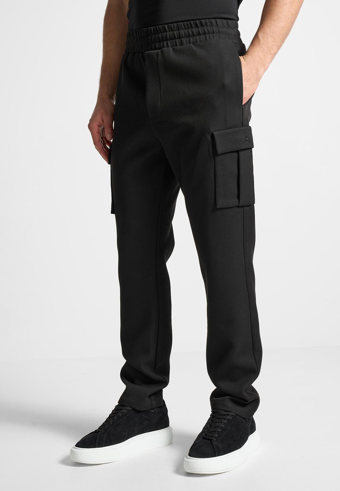 Twill Cargo Regular Fit Pants - Black Male Product Image