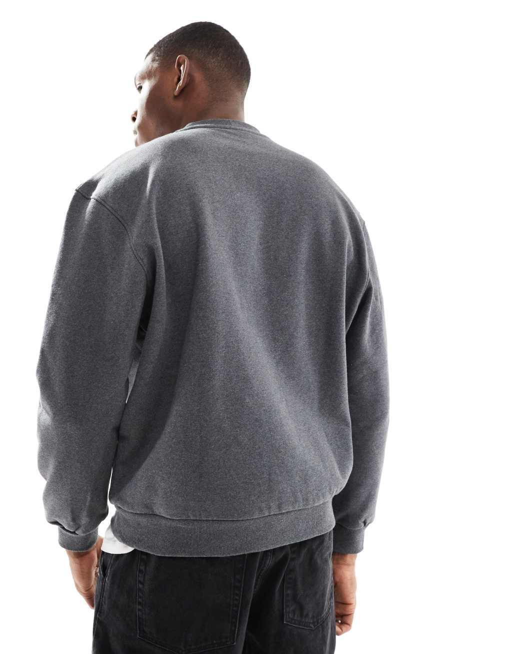 ASOS DESIGN premium heavyweight oversized sweatshirt 400gsm in charcoal heather Product Image