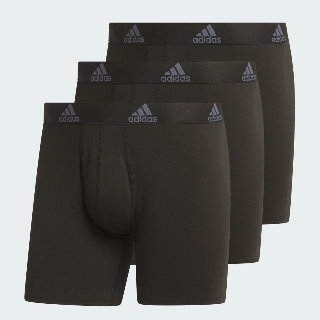 adidas Stretch Cotton Boxer Briefs 3-pack Black 4XL Mens Product Image