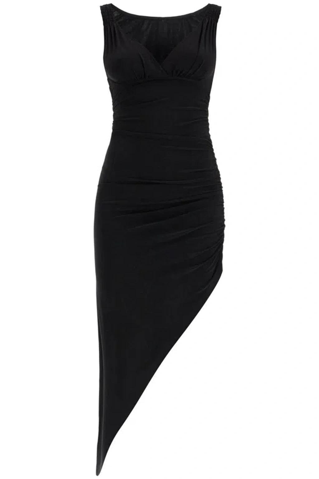 NORMA KAMALI Tara Draped Asymmetric Jersey Gown In Black Product Image