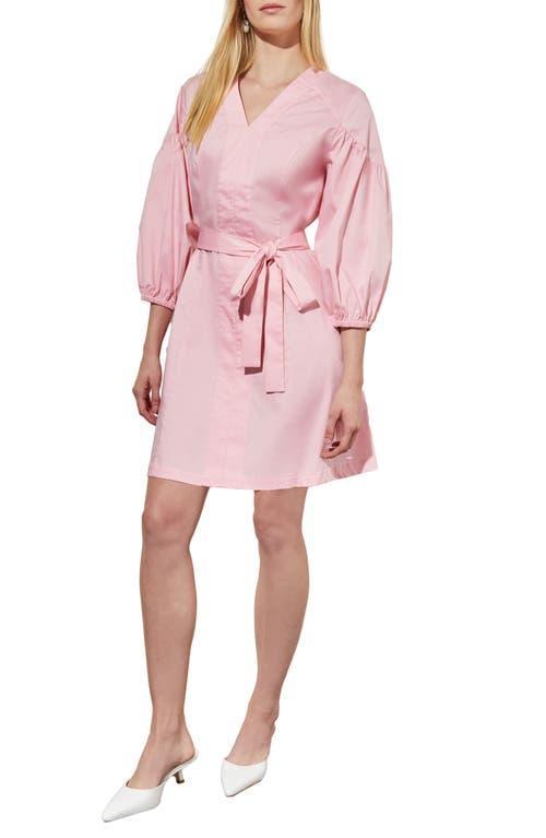 Ming Wang Puff Sleeve Tie Belt Cotton Sheath Minidress Product Image