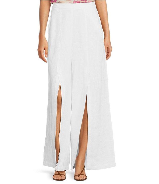 tyler boe Linen Front Slit Wide-Leg Pants Product Image