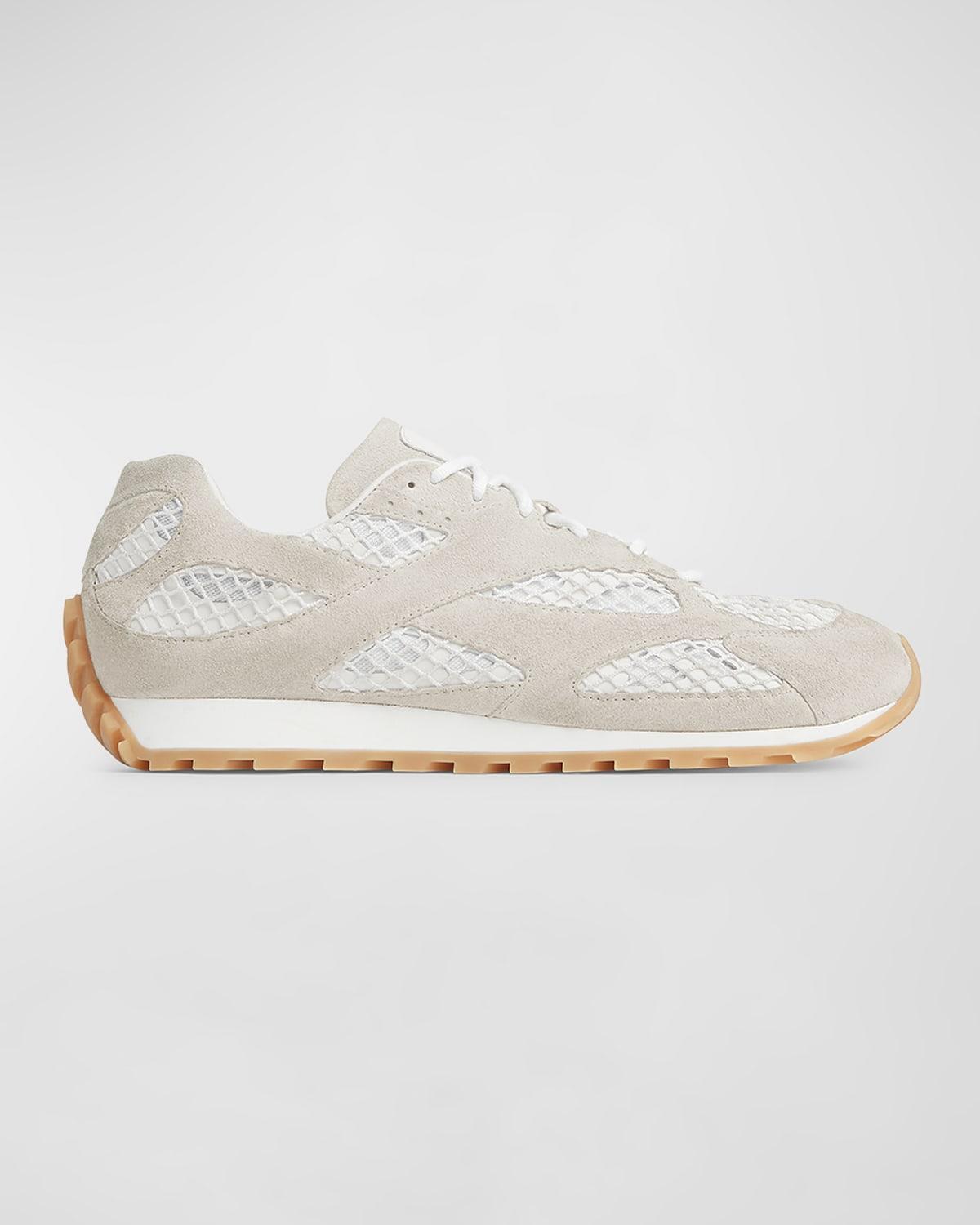 Men's Orbit Aged Leather and Fishnet Runner Sneakers Product Image