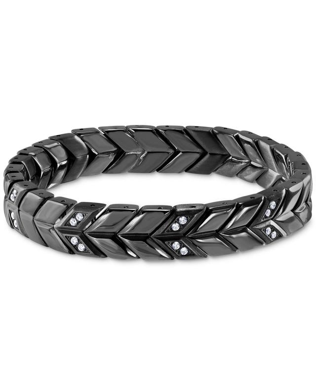 Blackjack Mens Cubic Zirconia Chevron Link Bracelet in Stainless Steel Product Image