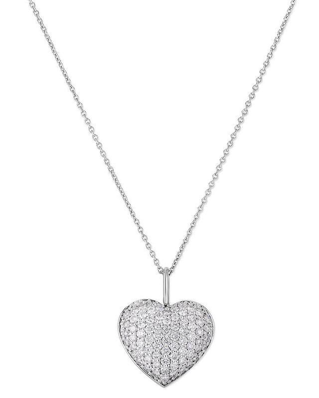 Roberto Coin 18K White Gold Diamond Pave Heart Pendant Necklace, 16-18 Product Image