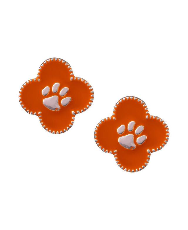 Womens Clemson Tigers Quatrefoil Earrings Product Image