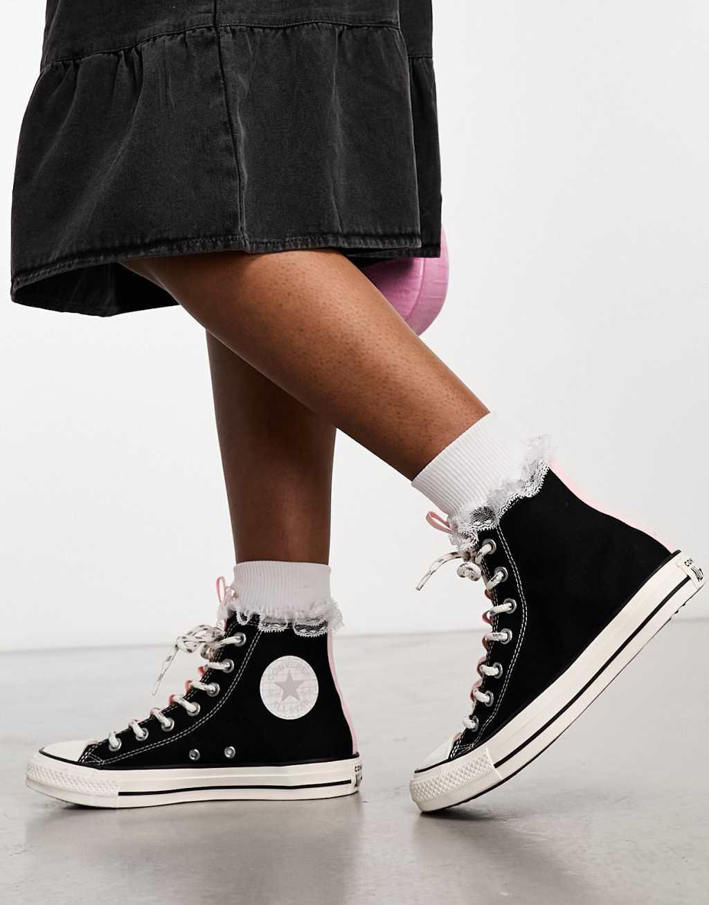 Converse Chuck Taylor All Star sneakers in black & pink Product Image