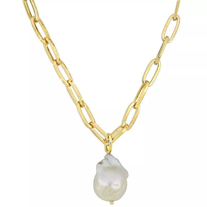 Stella Grace 18k Gold Over Silver Baroque Shape Freshwater Cultured Pearl Pendant Necklace, Womens 18k Gold Plated Product Image