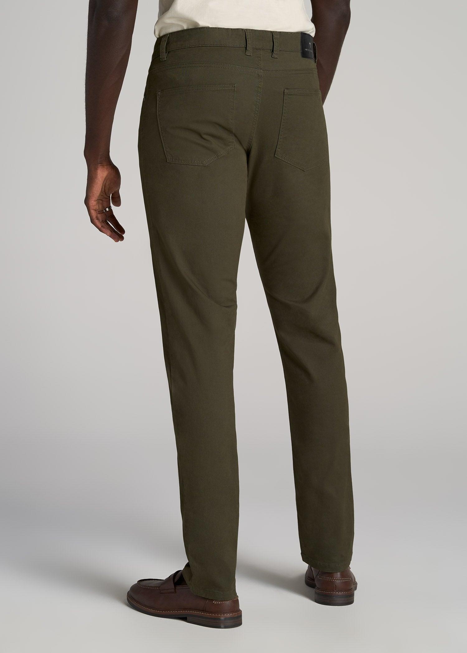 Carman TAPERED Fit Five Pocket Pants for Tall Men in Camo Green Male Product Image