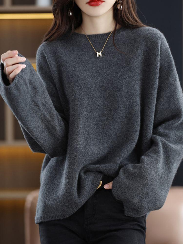 Crewneck Plain Sweater Product Image