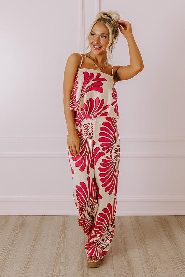 Hawaiian Paradise Satin Crop Top In Fuchsia Product Image