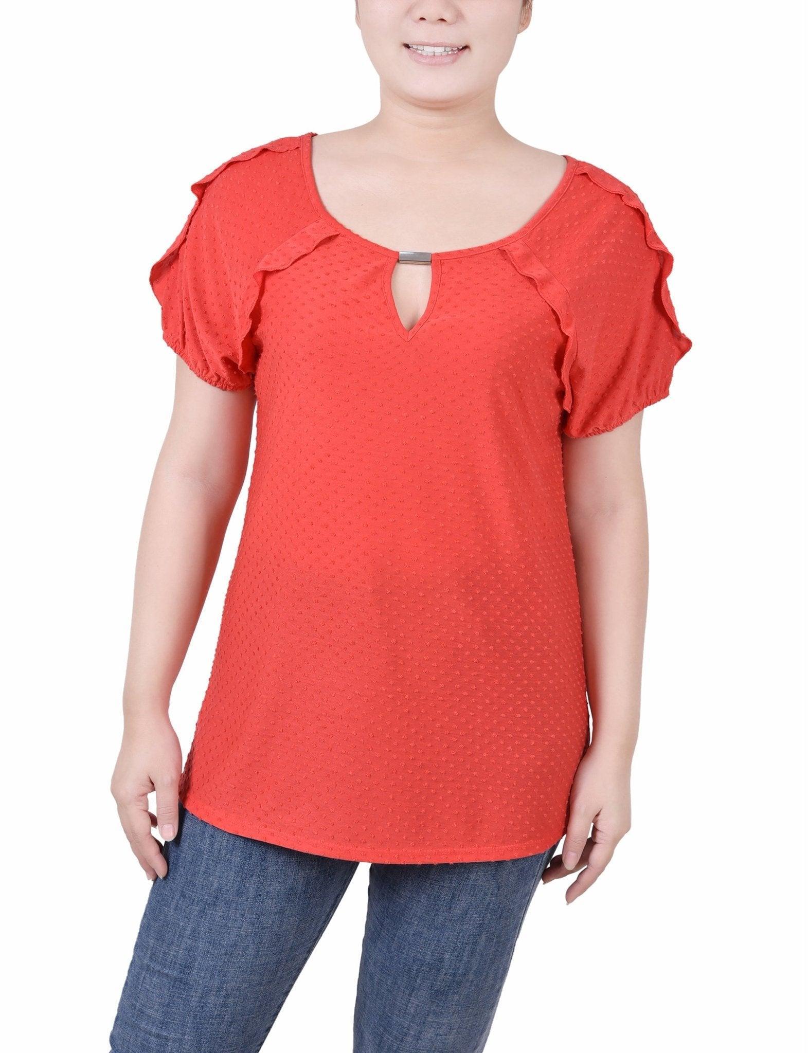 Short Sleeve Swiss Dot Top - Petite Product Image