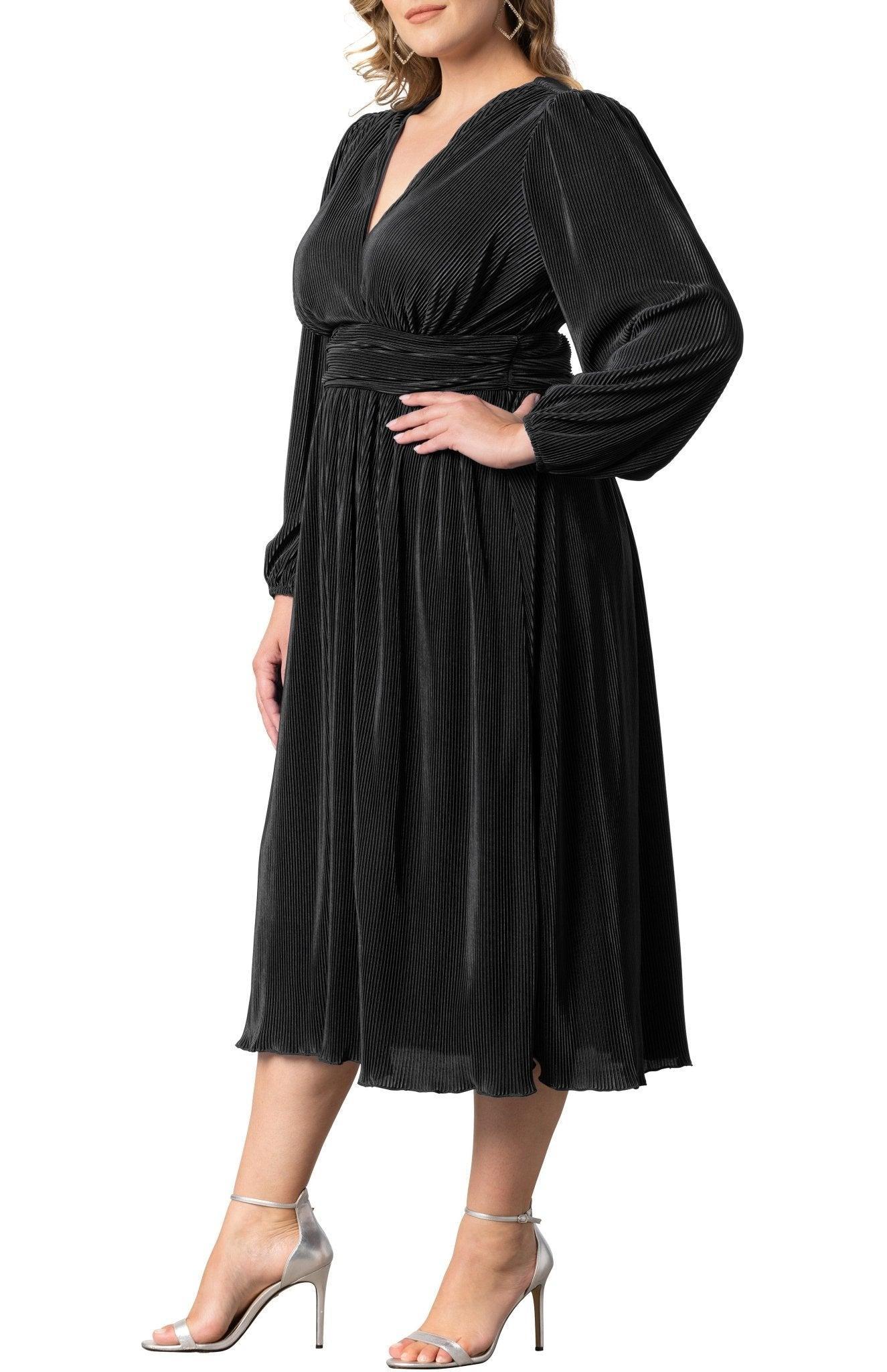 Sophie Long Sleeve Pleated Cocktail Dress - Plus Product Image