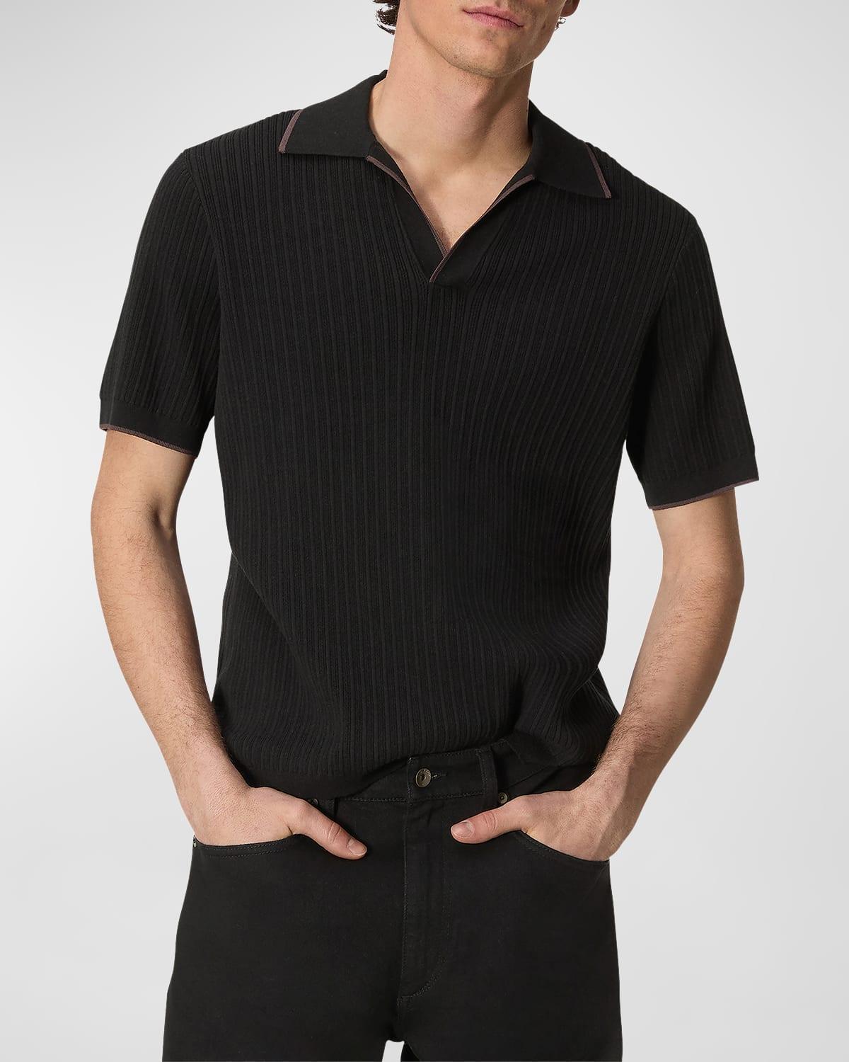 Mens Harbor Ribbed Johnny Collar Polo Shirt Product Image