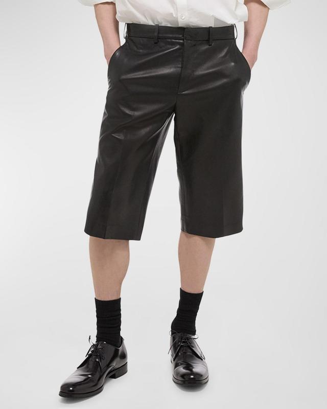 Mens Leather Zip Shorts Product Image
