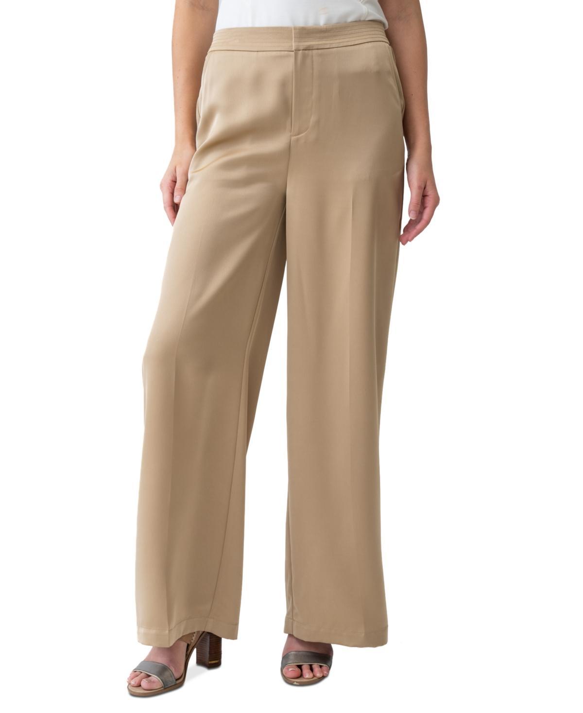 Adrienne Landau Womens Elastic-Back High-Rise Wide-Leg Pants Product Image