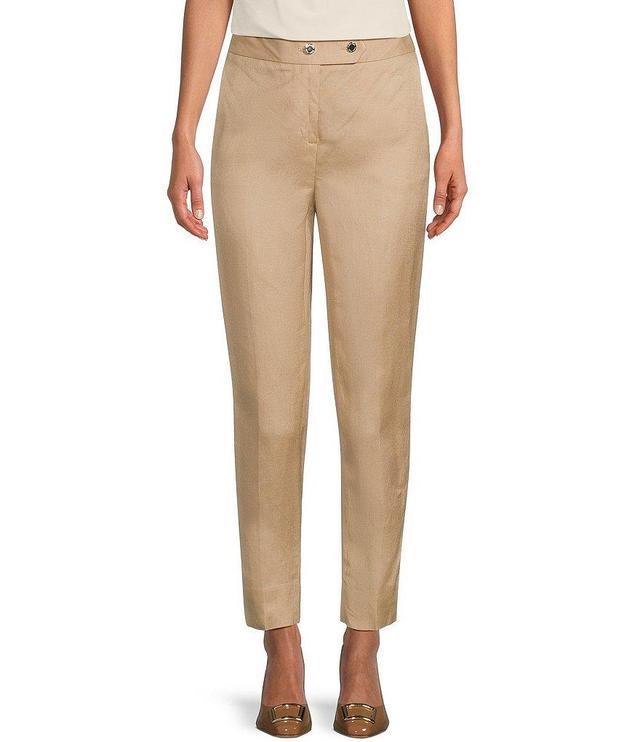 Calvin Klein Petite Size Linen Blend Straight Slim-Leg Coordinating Ankle Pants Product Image