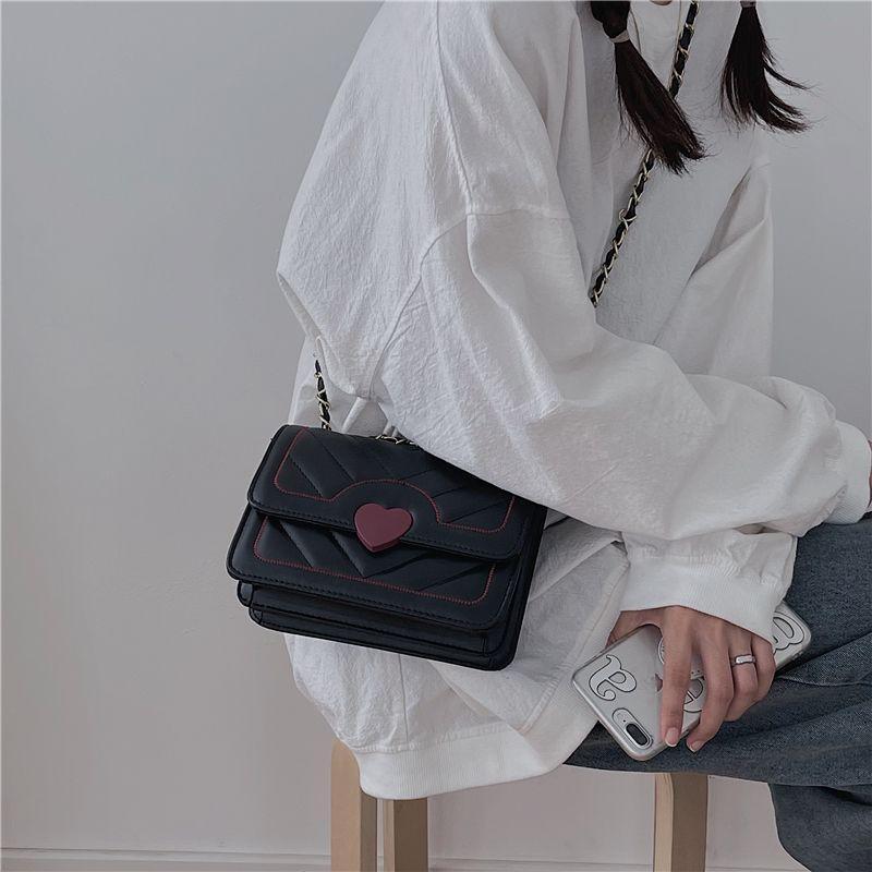 Faux Leather Heart Buckled Crossbody Bag product image