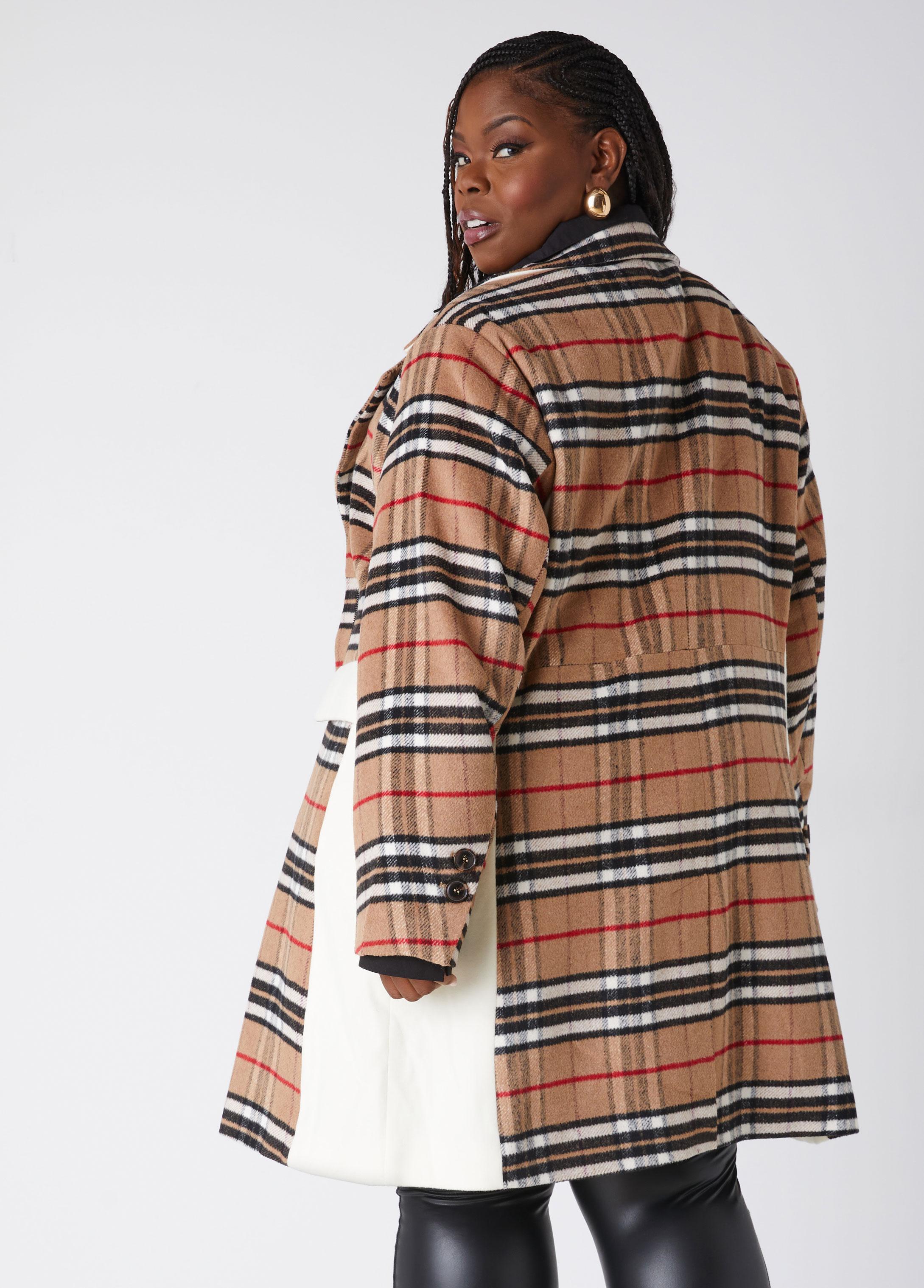 Plus Size Plaid Flannel Coat Ashley Stewart Product Image