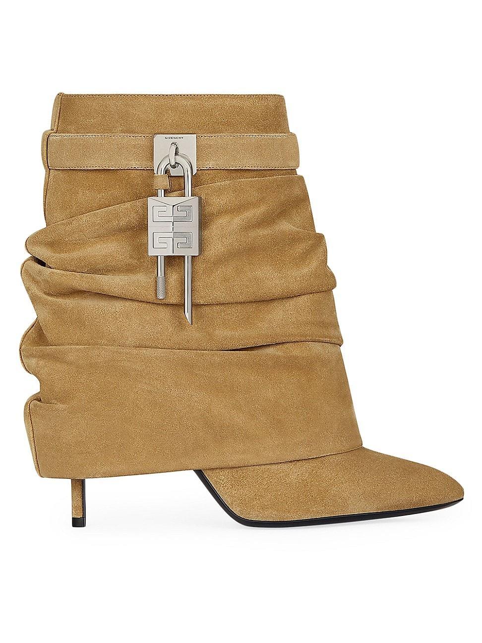 Womens Shark Lock Stiletto Ankle Boots in Suede Product Image