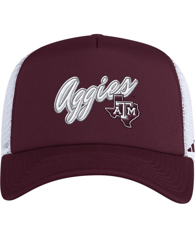 Mens adidas Maroon Texas A&M Aggies Script Trucker Snapback Hat Product Image