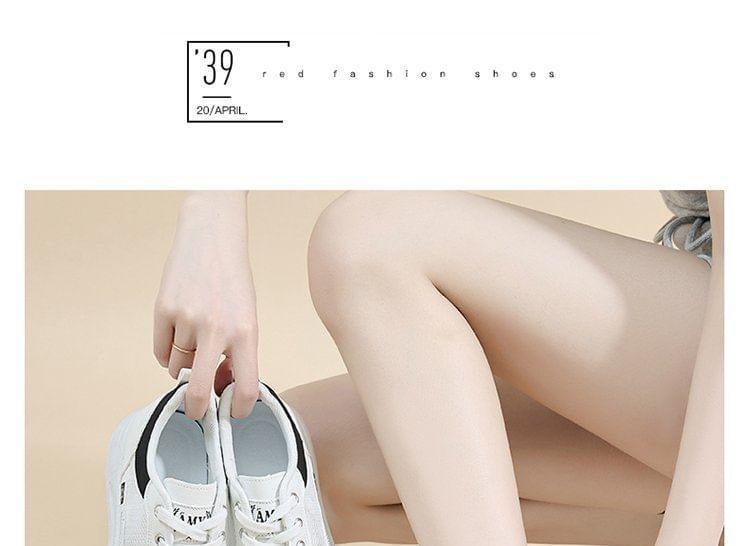 Two Tone Mesh Panel Lace-Up Sneakers Product Image