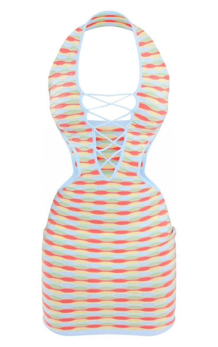 Coral Bubble Wave Knit Extreme Cut Out Dress Product Image