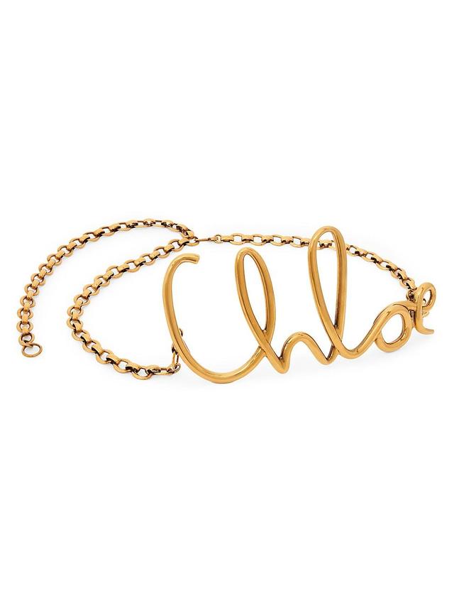 Womens Script Logo Goldtone Belt Product Image