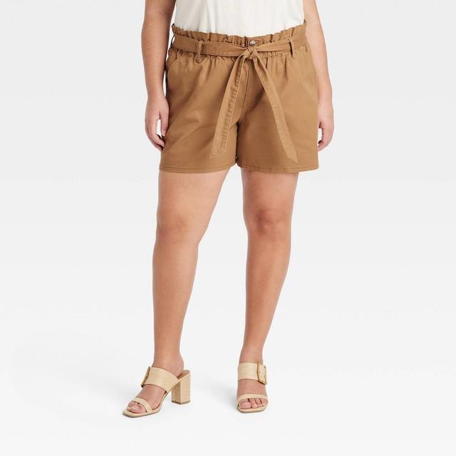 Womens High-Rise Pull-On Shorts - Ava & Viv Brown XXL Product Image