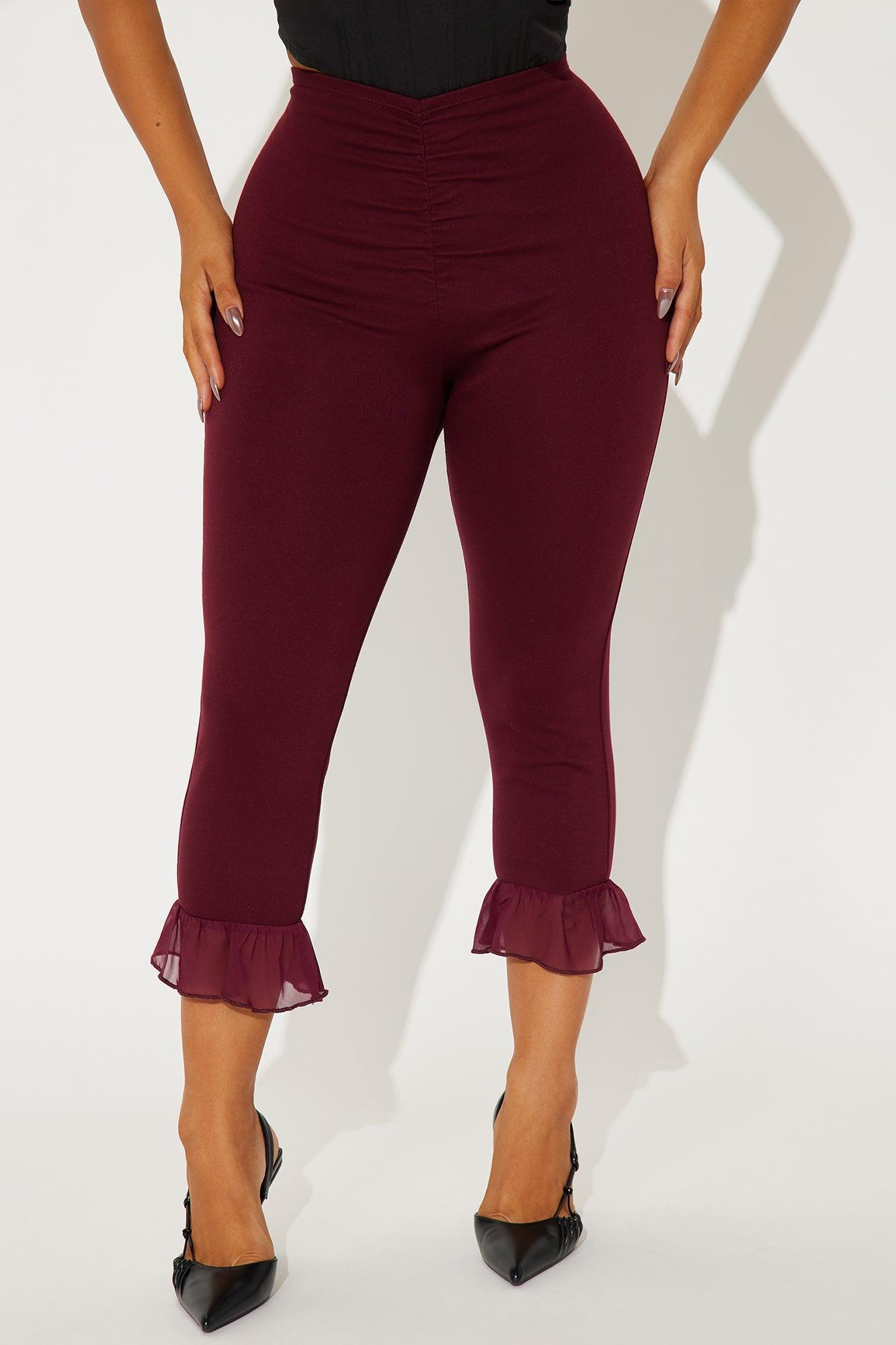 Charlotte Ruffle Capri Legging - Wine Product Image