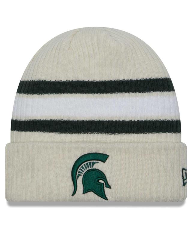 Mens New Era Cream Distressed Michigan State Spartans Vintage-Like Cuffed Knit Hat Product Image