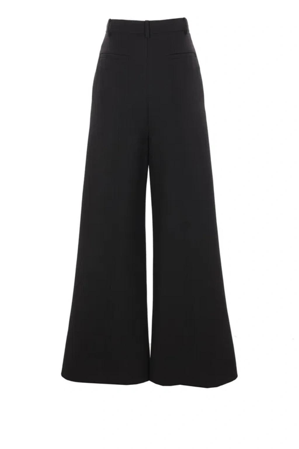 VALENTINO Wide-leg Wool-drill Pants In Black Product Image