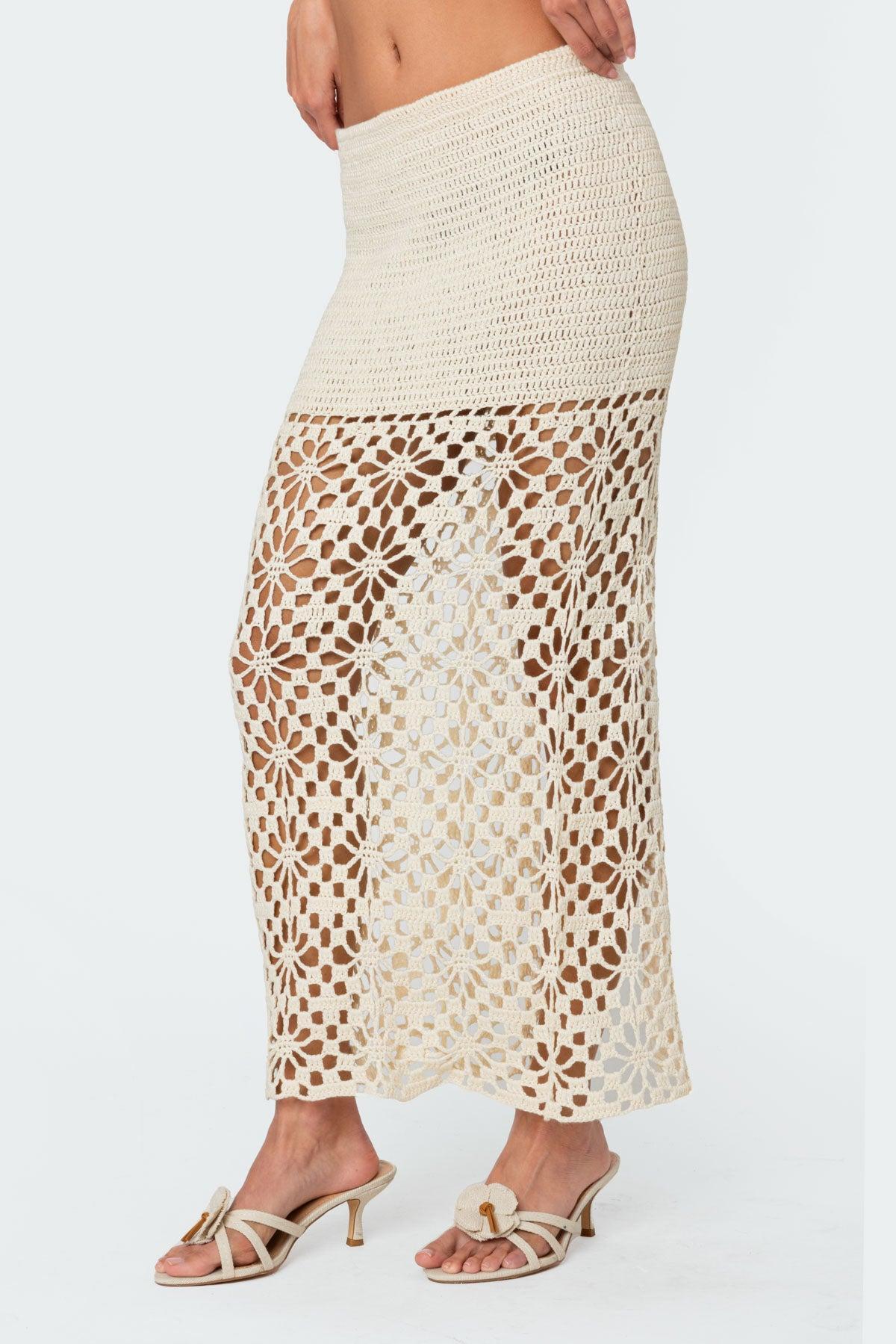 Ida Back Slit Crochet Maxi Skirt Product Image