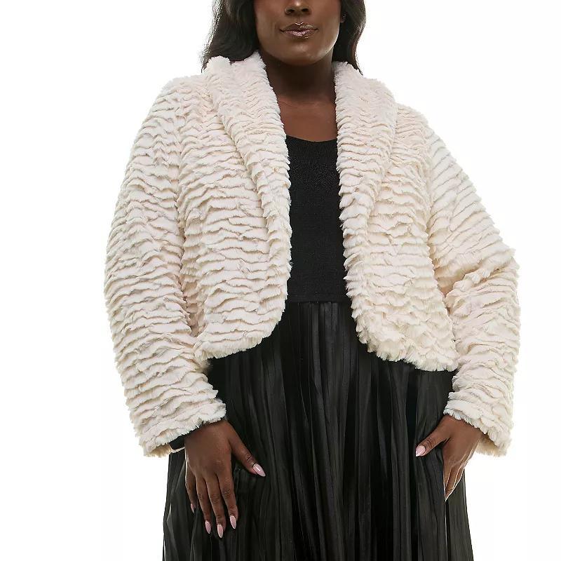 Plus Size Nina Leonard Faux Fur Bolero Jacket, Womens Product Image