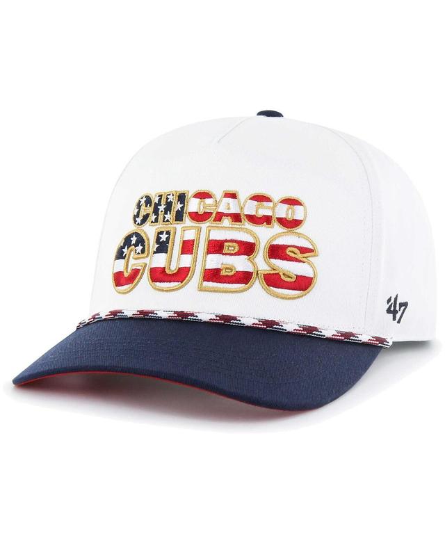 Mens 47 Brand White Chicago Cubs Flag Script Hitch Snapback Hat Product Image