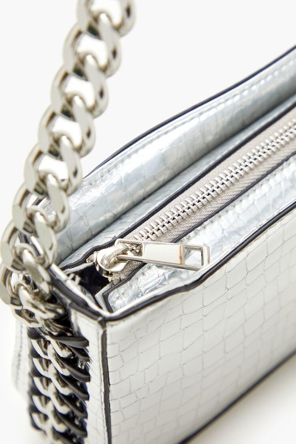 Metallic Faux Croc Shoulder Bag | Forever 21 Product Image