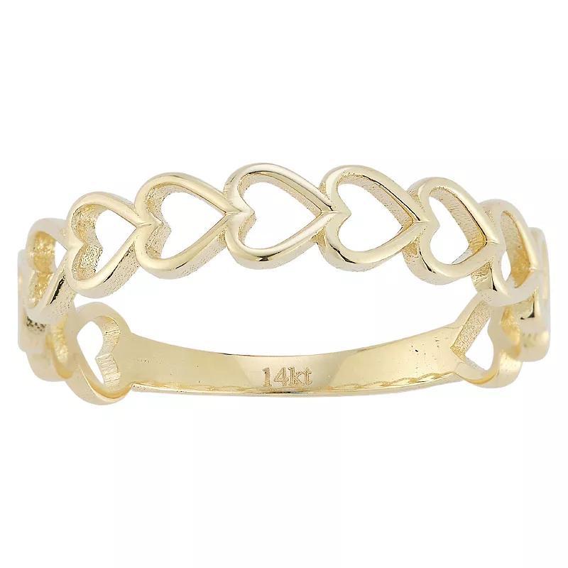 LUMINOR GOLD 14k Gold Heart Band Ring, Womens Product Image