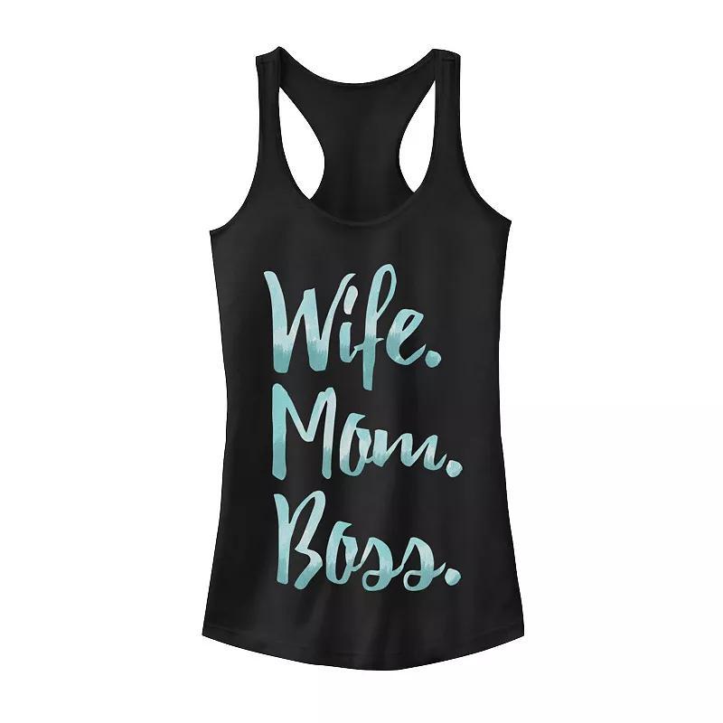 Juniors Wife Mom Boss Graphic Tank Top, Girls Product Image