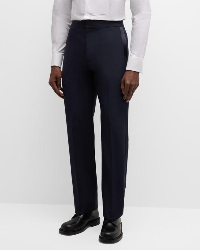 Mens Wool Pants with Satin Side Stripes Product Image