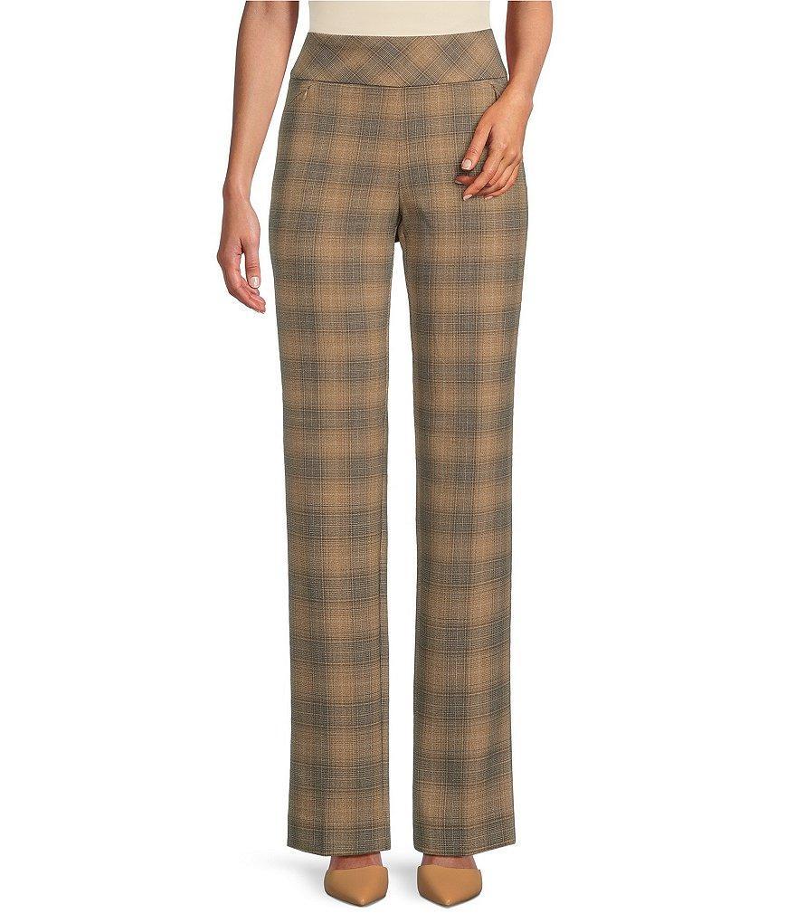 Investments the PARK AVE fit Stretch Front Pocketed Tummy Control Plaid Straight Leg Pants Product Image