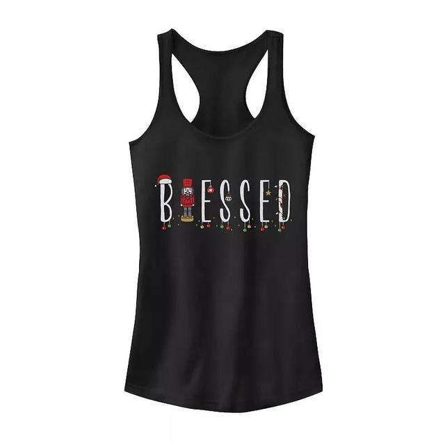 Juniors Trendy Christmas Blessed Icons Typographic Tank Top, Girls Product Image