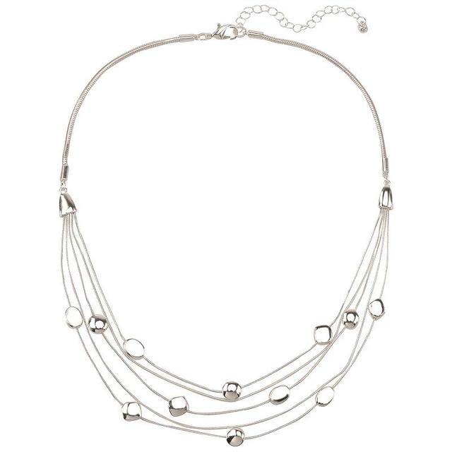 Silver Tone Multistrand Illusion Necklace, Womens, None Product Image