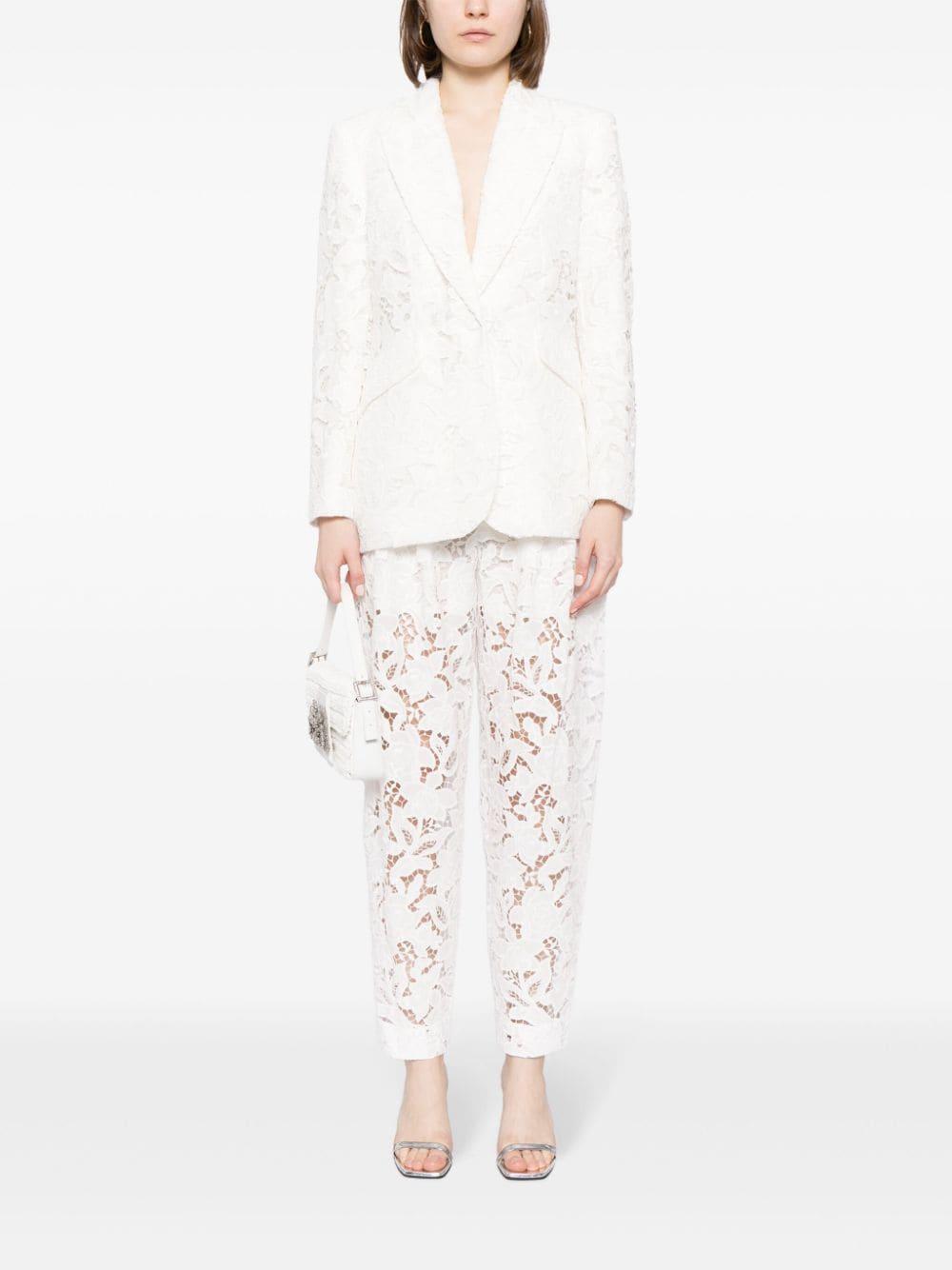 Natura Lace-detail Blazer In White Product Image