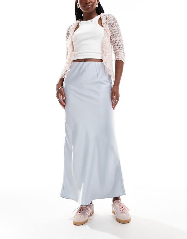 Glamorous ultimate slip midi skirt in silver satin Product Image