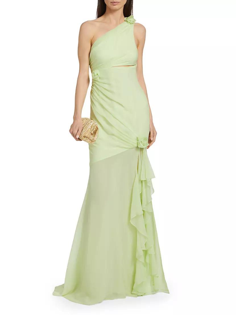 Womens Kaleb Ruffled Silk Chiffon Gown Product Image