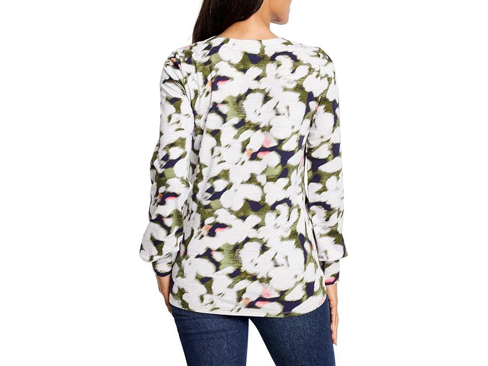 NIC+ZOE Blurred Petals Long Sleeve Top Multi) Women's Clothing Product Image