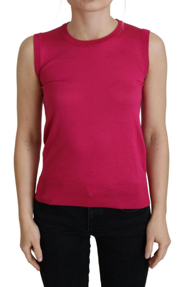 DOLCE & GABBANA Pink Silk Vest Pullover Crewneck Tank Top Product Image