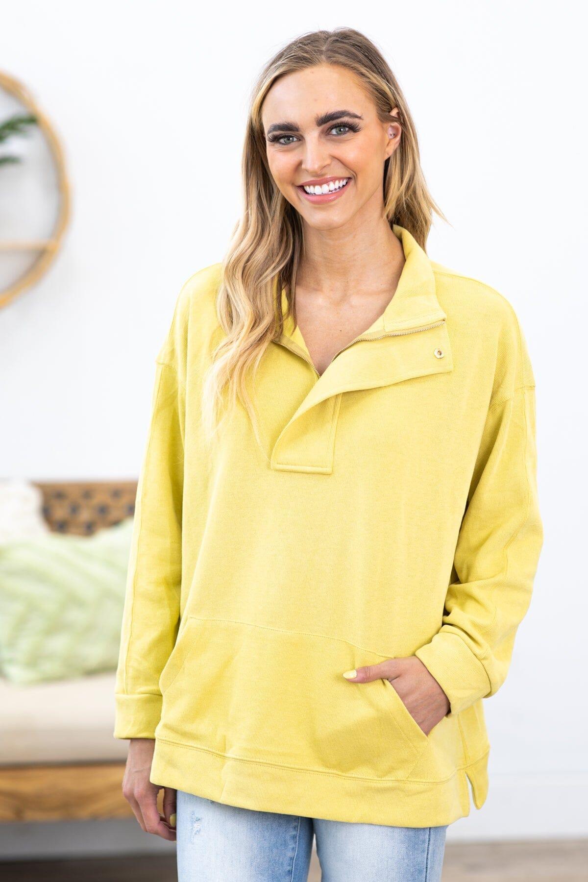 Light Yellow Green 1/4 Zip Pullover Product Image