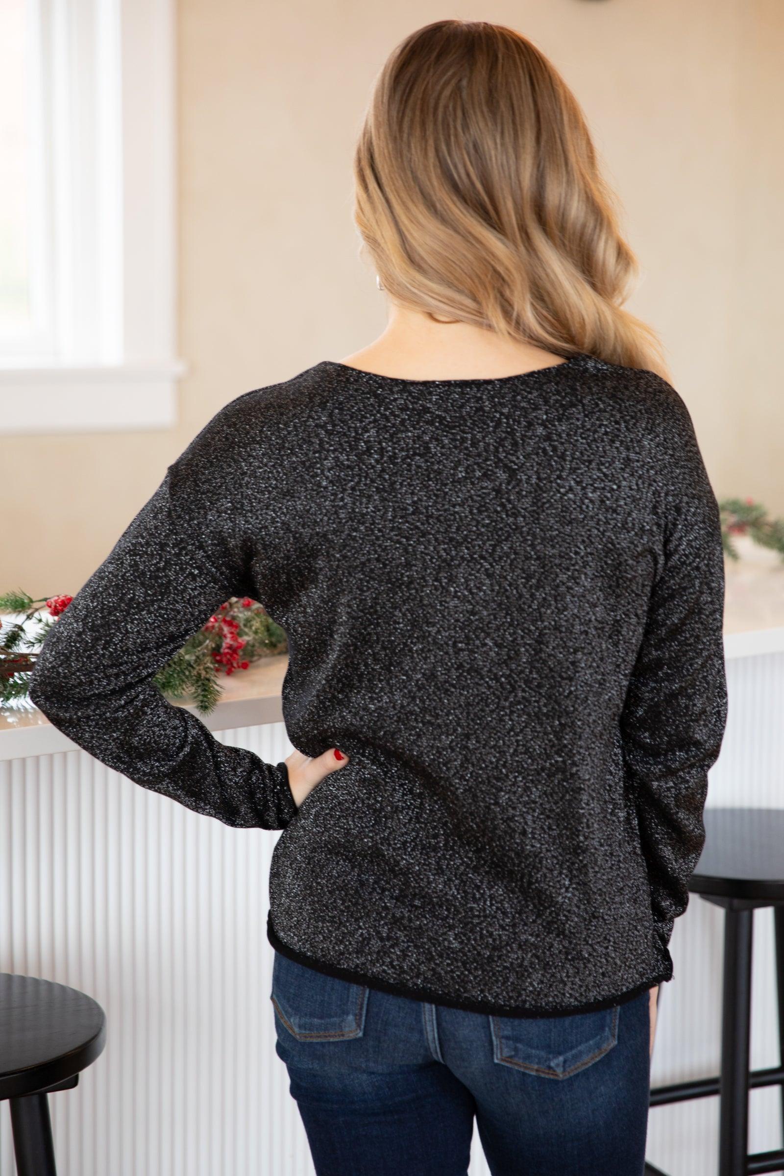 Black Boat Neck Sweater With Lurex Product Image