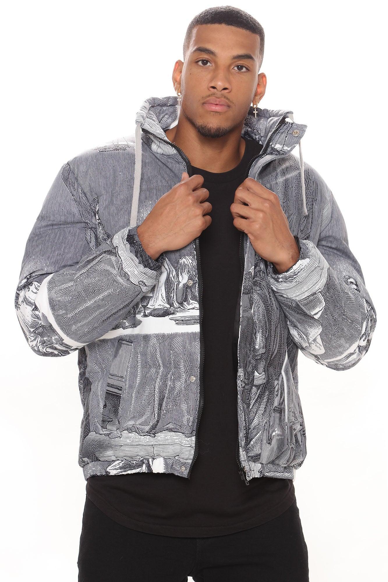 Last Supper Puffer Jacket - Grey/combo Product Image